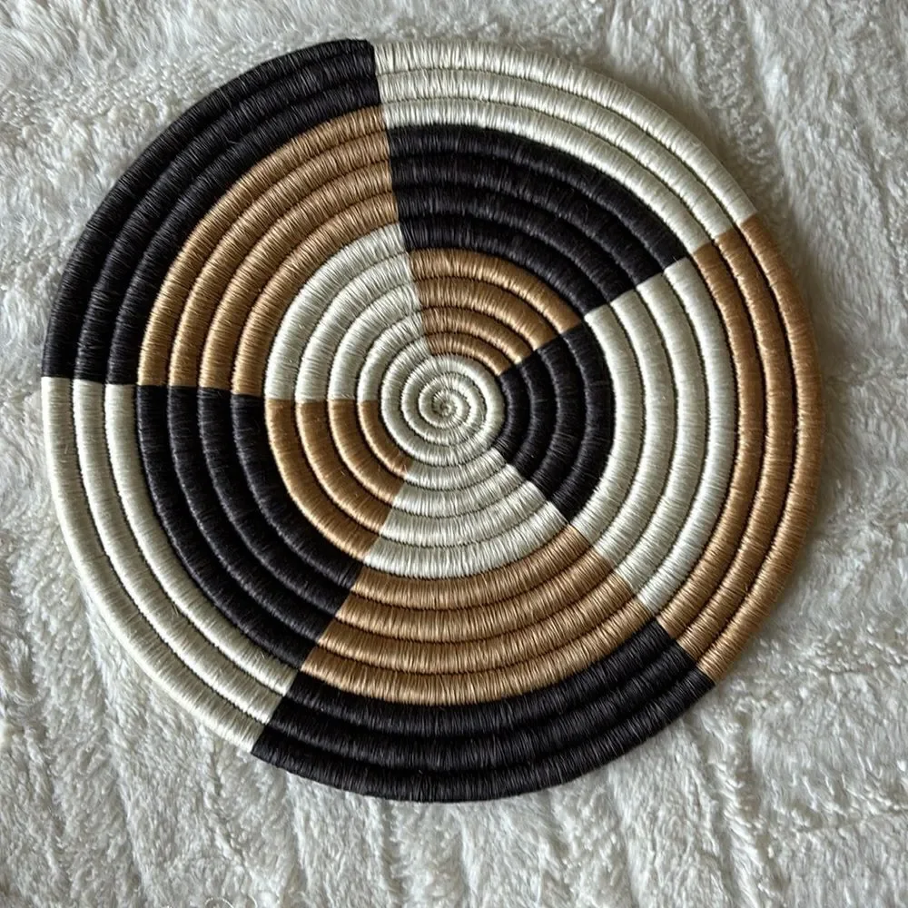 Set of 3 Round African handwoven‎ Binga wall decor plates